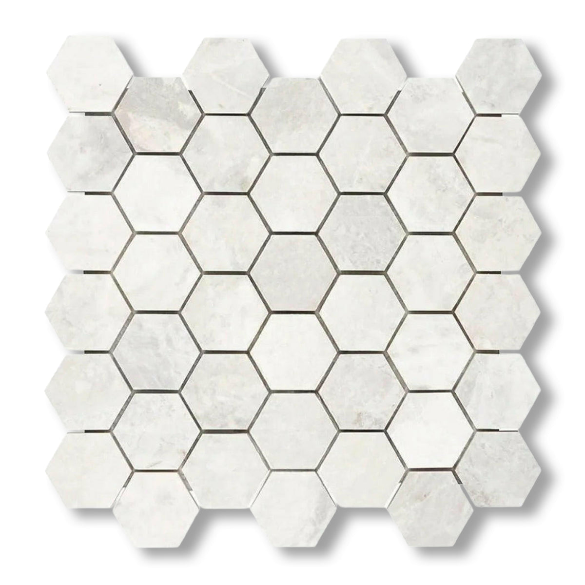 Bianco Congelato Dolomite Leathered 2" Hexagon Mosaic Tile - American Tile Depot