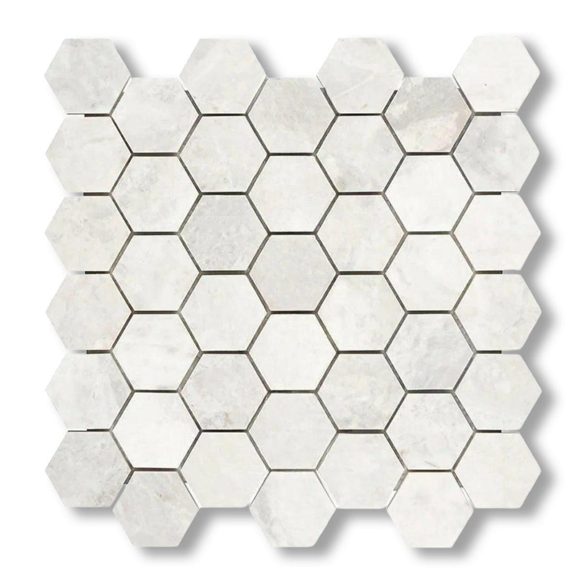 Bianco Congelato Dolomite Leathered 2" Hexagon Mosaic Tile - American Tile Depot