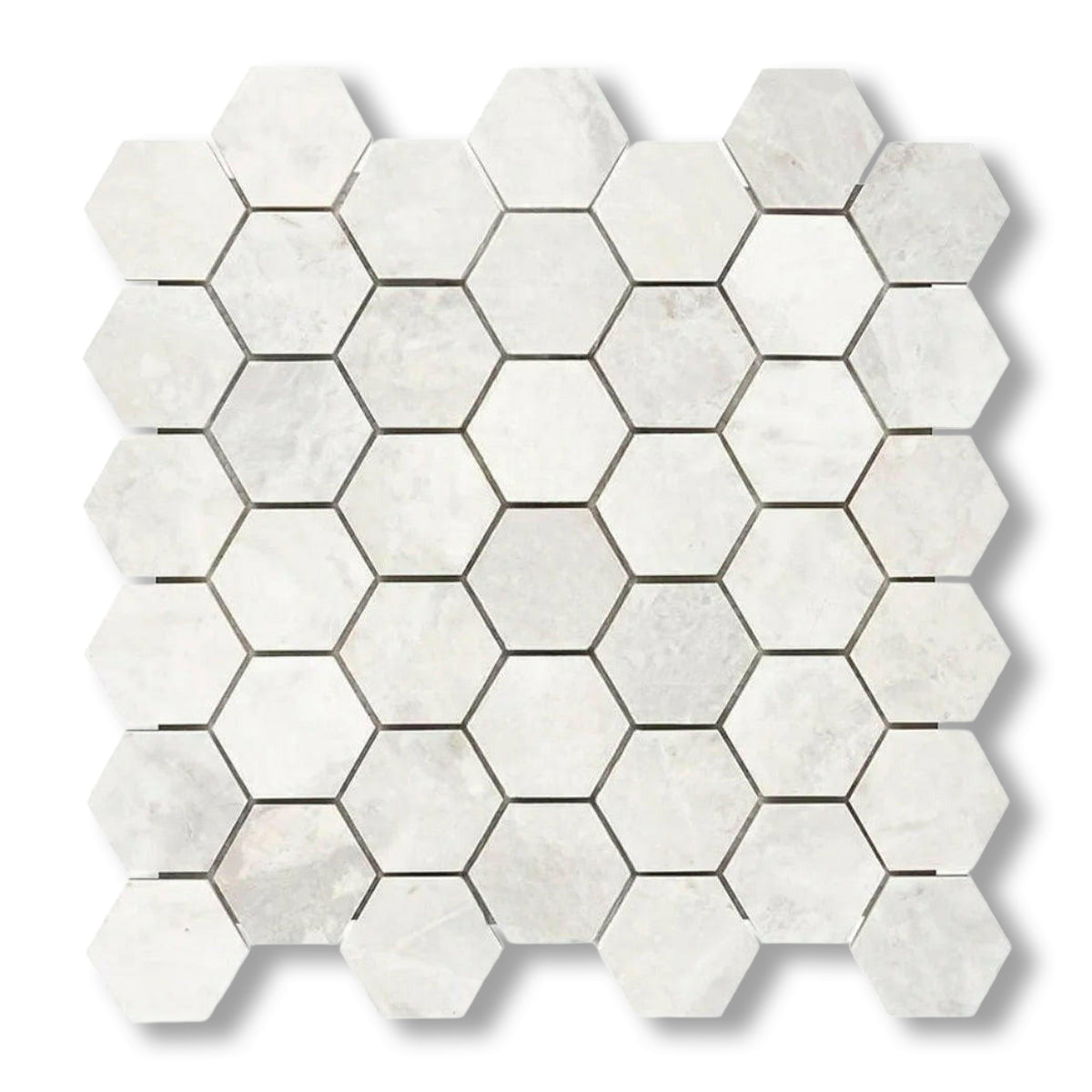 Bianco Congelato Dolomite Leathered 2" Hexagon Mosaic Tile - American Tile Depot