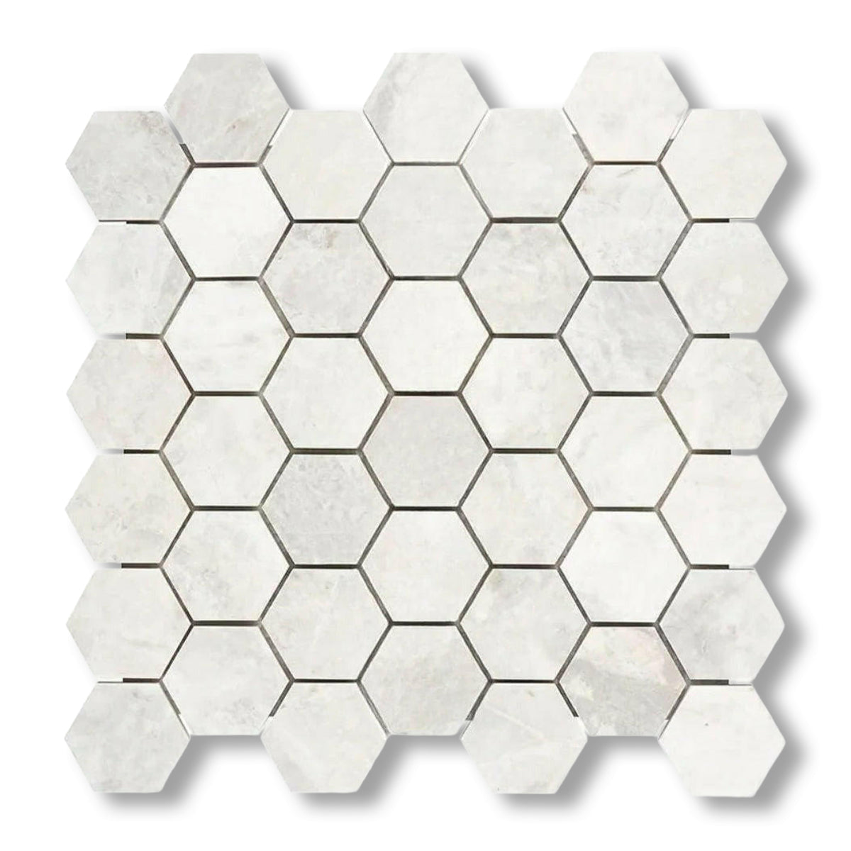 Bianco Congelato Dolomite Leathered 2" Hexagon Mosaic Tile - American Tile Depot