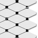 Bianco Dolomite Honed Long Octave Mosaic Tile w/ Black Dots Bianco Dolomite Honed Long Octave Mosaic Tile w/ Black Dots - American Tile Depot