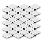 Bianco Dolomite Honed Long Octave Mosaic Tile w/ Black Dots Bianco Dolomite Honed Long Octave Mosaic Tile w/ Black Dots - American Tile Depot