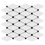 Bianco Dolomite Honed Long Octave Mosaic Tile w/ Black Dots Bianco Dolomite Honed Long Octave Mosaic Tile w/ Black Dots - American Tile Depot