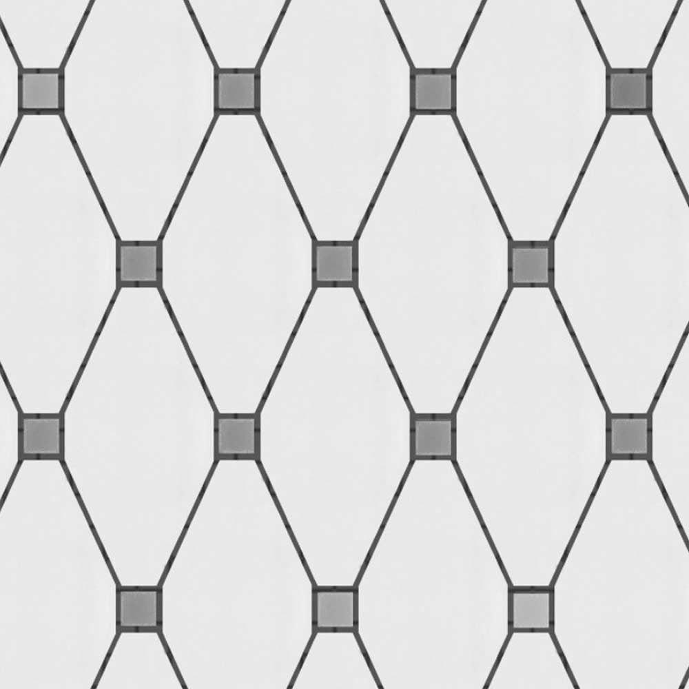 Bianco Dolomite Honed Long Octave Mosaic Tile w/ Blue-Gray Dots Bianco Dolomite Honed Long Octave Mosaic Tile w/ Blue-Gray Dots - American Tile Depot