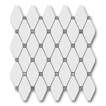 Bianco Dolomite Honed Long Octave Mosaic Tile w/ Blue-Gray Dots Bianco Dolomite Honed Long Octave Mosaic Tile w/ Blue-Gray Dots - American Tile Depot