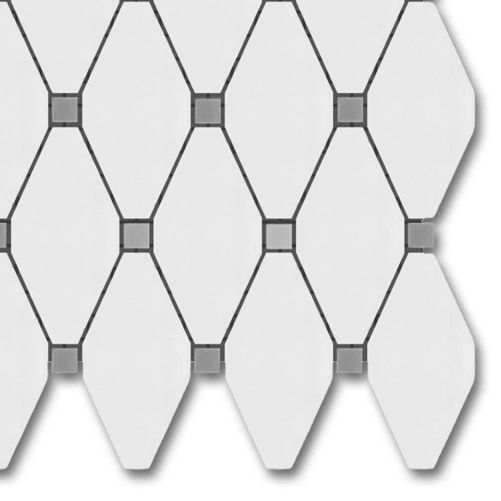 Bianco Dolomite Honed Long Octave Mosaic Tile w/ Blue-Gray Dots Bianco Dolomite Honed Long Octave Mosaic Tile w/ Blue-Gray Dots - American Tile Depot
