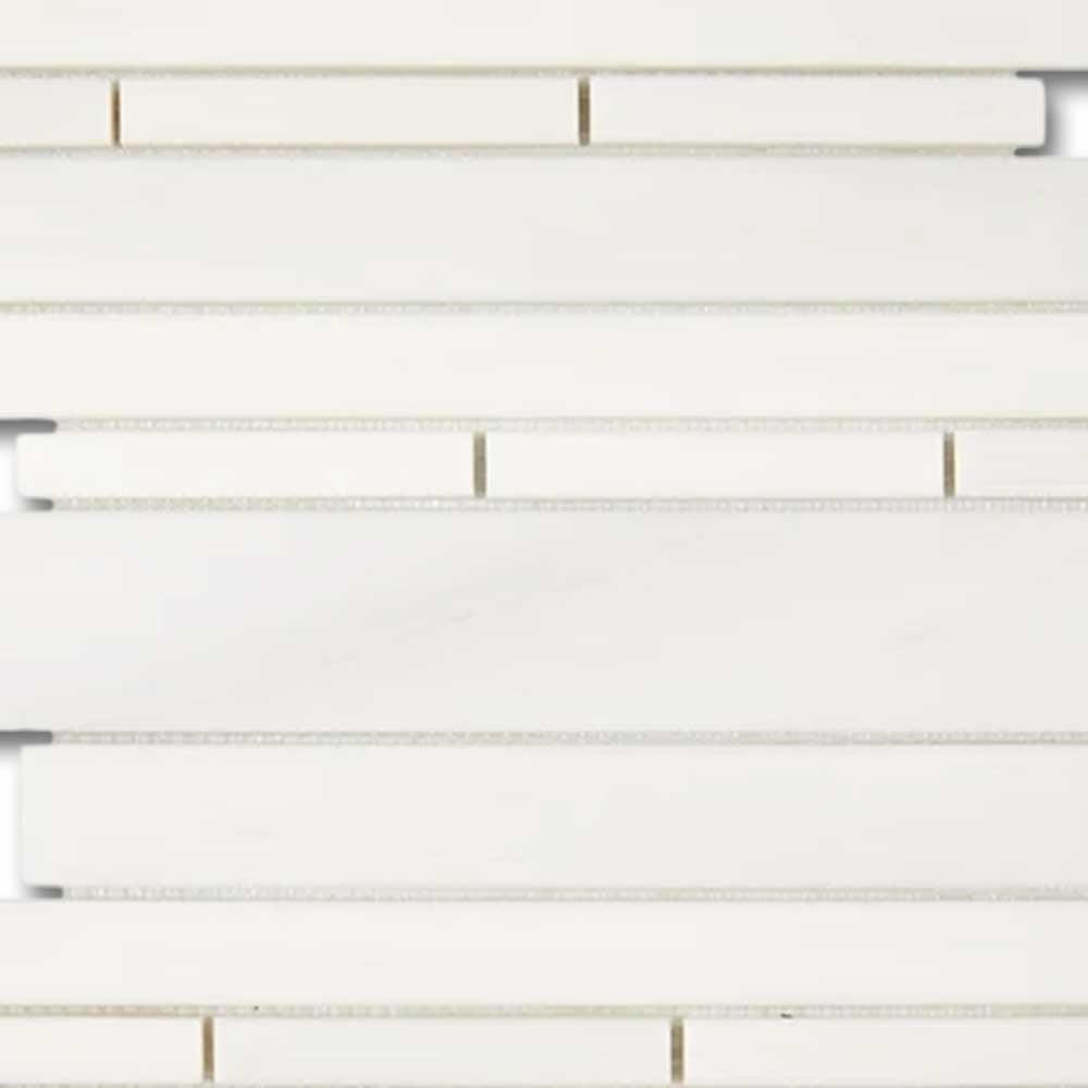 Bianco Dolomite Honed Random Strip Mosaic Tile Bianco Dolomite Honed Random Strip Mosaic Tile - American Tile Depot