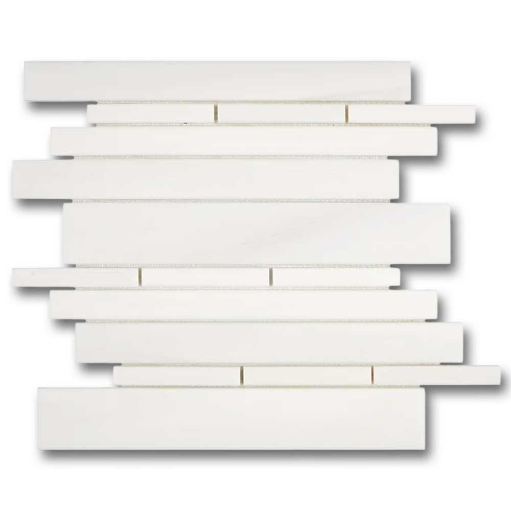 Bianco Dolomite Honed Random Strip Mosaic Tile Bianco Dolomite Honed Random Strip Mosaic Tile - American Tile Depot