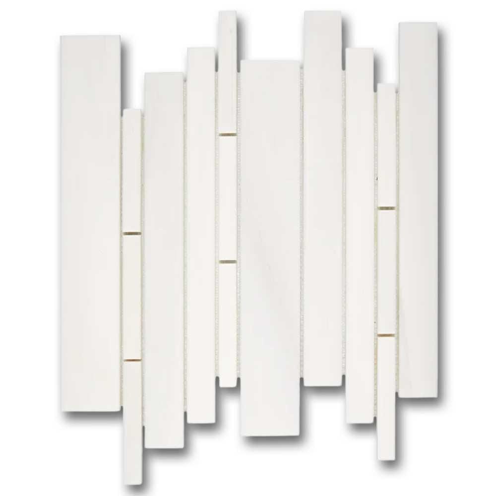 Bianco Dolomite Honed Random Strip Mosaic Tile Bianco Dolomite Honed Random Strip Mosaic Tile - American Tile Depot