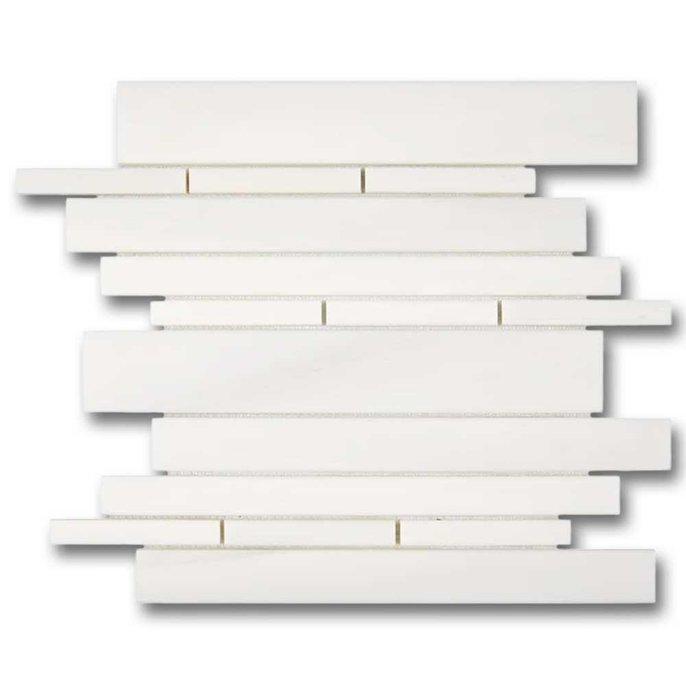 Bianco Dolomite Honed Random Strip Mosaic Tile Bianco Dolomite Honed Random Strip Mosaic Tile - American Tile Depot