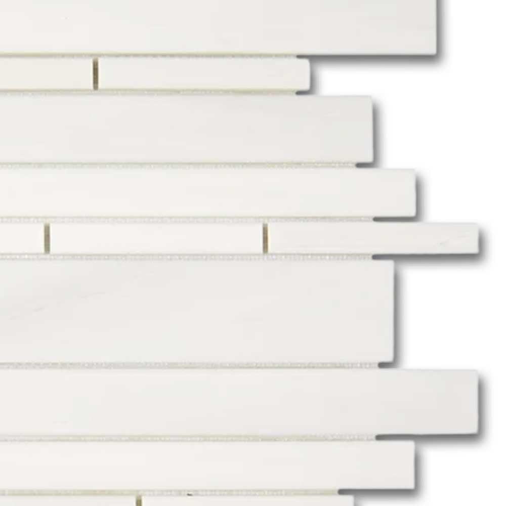 Bianco Dolomite Honed Random Strip Mosaic Tile Bianco Dolomite Honed Random Strip Mosaic Tile - American Tile Depot