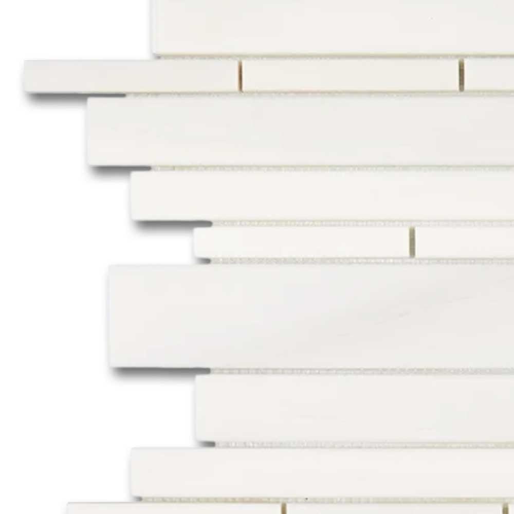 Bianco Dolomite Honed Random Strip Mosaic Tile Bianco Dolomite Honed Random Strip Mosaic Tile - American Tile Depot