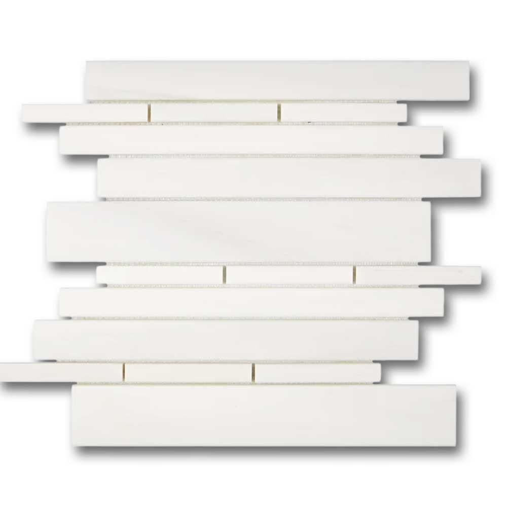 Bianco Dolomite Honed Random Strip Mosaic Tile Bianco Dolomite Honed Random Strip Mosaic Tile - American Tile Depot