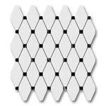 Bianco Dolomite Polished Long Octave Mosaic Tile w/ Black Dots Bianco Dolomite Polished Long Octave Mosaic Tile w/ Black Dots - American Tile Depot