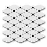 Bianco Dolomite Polished Long Octave Mosaic Tile w/ Black Dots Bianco Dolomite Polished Long Octave Mosaic Tile w/ Black Dots - American Tile Depot