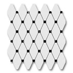 Bianco Dolomite Polished Long Octave Mosaic Tile w/ Black Dots Bianco Dolomite Polished Long Octave Mosaic Tile w/ Black Dots - American Tile Depot