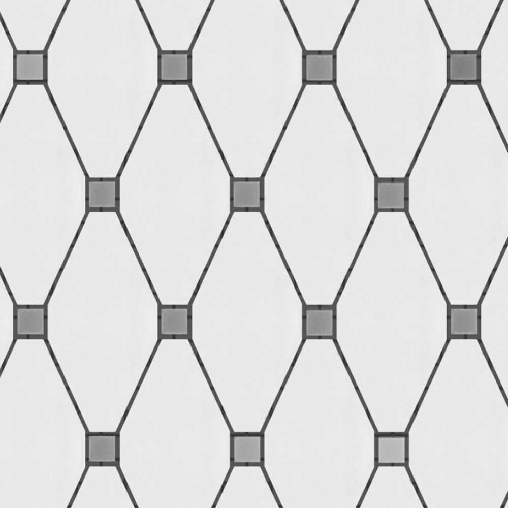 Bianco Dolomite Honed Long Octave Mosaic Tile w/ Blue-Gray Dots