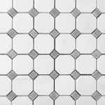 Bianco Dolomite Polished Octagon Mosaic Tile w/ Blue-Gray Dots Bianco Dolomite Polished Octagon Mosaic Tile w/ Blue-Gray Dots - American Tile Depot