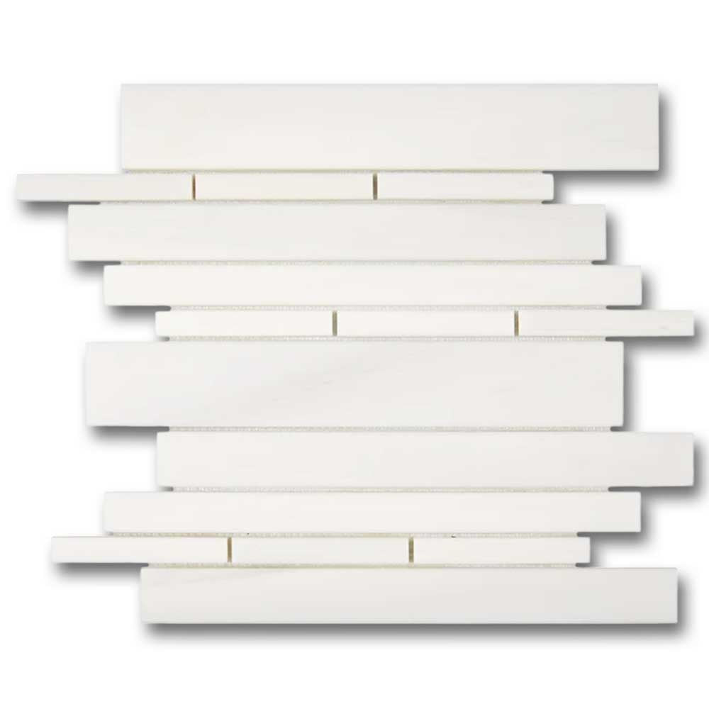 Bianco Dolomite Polished Random Strip Mosaic Tile