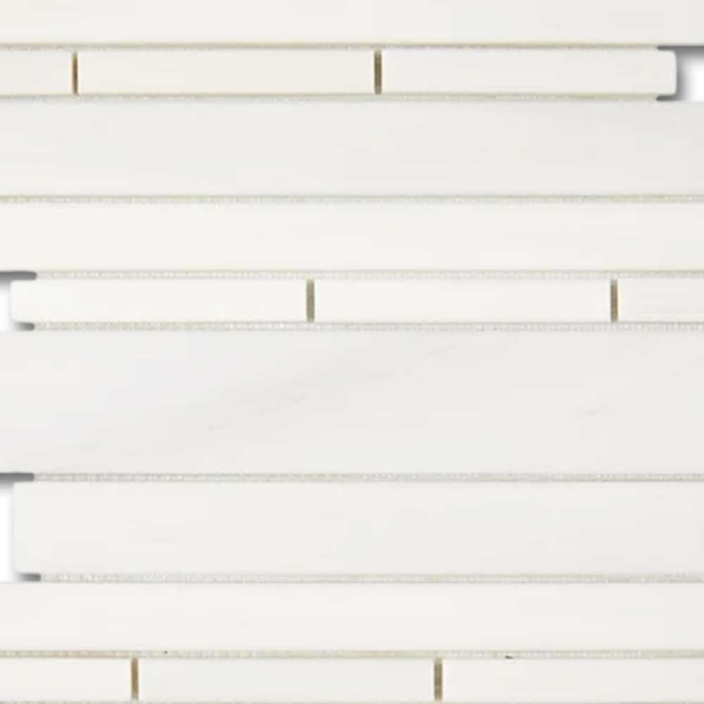 Bianco Dolomite Honed Random Strip Mosaic Tile