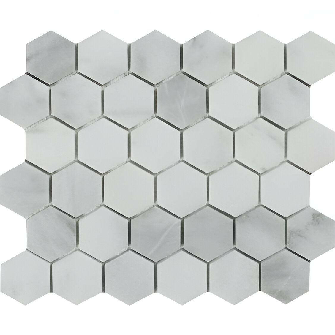 Bianco Venatino Marble Honed 2" Hexagon Mosaic Tile Bianco Venatino Marble Honed 2" Hexagon Mosaic Tile - American Tile Depot