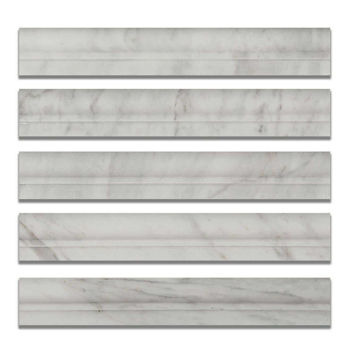 Bianco Venatino Marble Honed OG-1 Chair Rail Molding Trim Bianco Venatino Marble Honed OG-1 Chair Rail Molding Trim - American Tile Depot