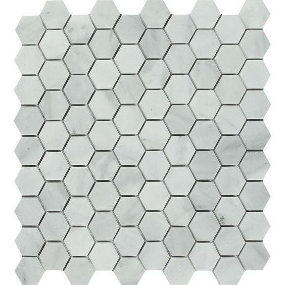Bianco Venatino Marble Polished 1" Hexagon Mosaic Tile Bianco Venatino Marble Polished 1" Hexagon Mosaic Tile - American Tile Depot