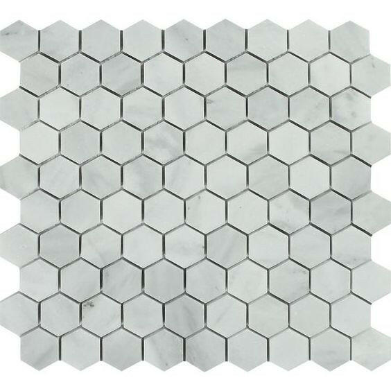 Bianco Venatino Marble Polished 1" Hexagon Mosaic Tile Bianco Venatino Marble Polished 1" Hexagon Mosaic Tile - American Tile Depot