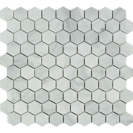 Bianco Venatino Marble Polished 1" Hexagon Mosaic Tile Bianco Venatino Marble Polished 1" Hexagon Mosaic Tile - American Tile Depot