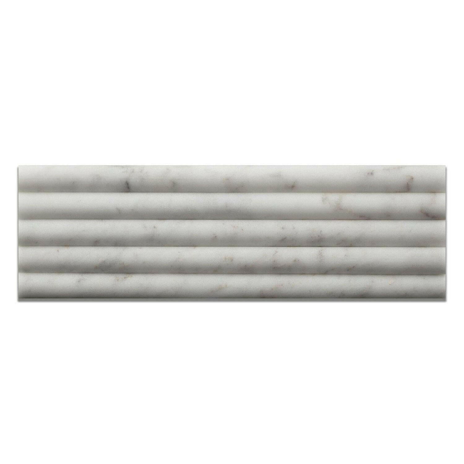 Bianco Venatino Marble Polished 3/4x12 Bullnose Liner Bianco Venatino Marble Polished 3/4x12 Bullnose Liner - American Tile Depot