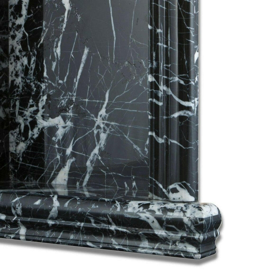 Black Marquina Marble Hand-Made Custom Shampoo Niche / Shelf - LARGE - Honed Black Marquina Marble Hand-Made Custom Shampoo Niche / Shelf - LARGE - Honed - American Tile Depot