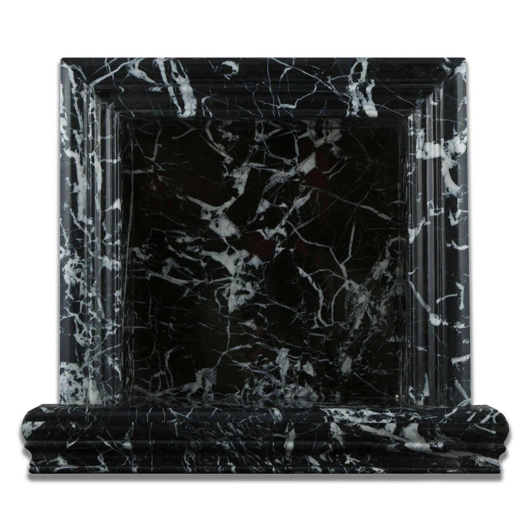 Black Marquina Marble Hand-Made Custom Shampoo Niche / Shelf - SMALL - Honed Black Marquina Marble Hand-Made Custom Shampoo Niche / Shelf - SMALL - Honed - American Tile Depot