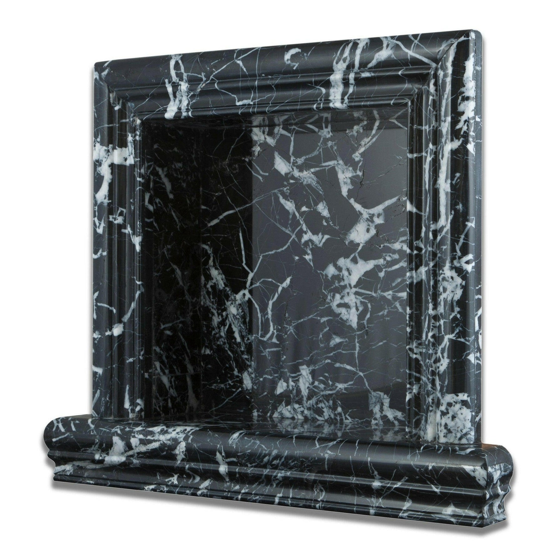 Black Marquina Marble Hand-Made Custom Shampoo Niche / Shelf - SMALL - Honed Black Marquina Marble Hand-Made Custom Shampoo Niche / Shelf - SMALL - Honed - American Tile Depot
