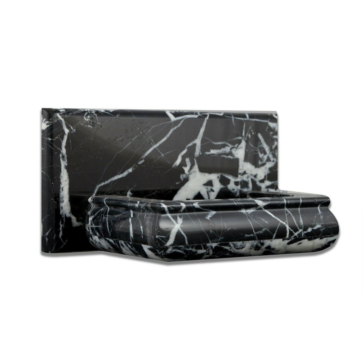 Black Marquina Marble Hand-Made Custom Soap Holder - Soap Dish - Honed Black Marquina Marble Hand-Made Custom Soap Holder - Soap Dish - Honed - American Tile Depot
