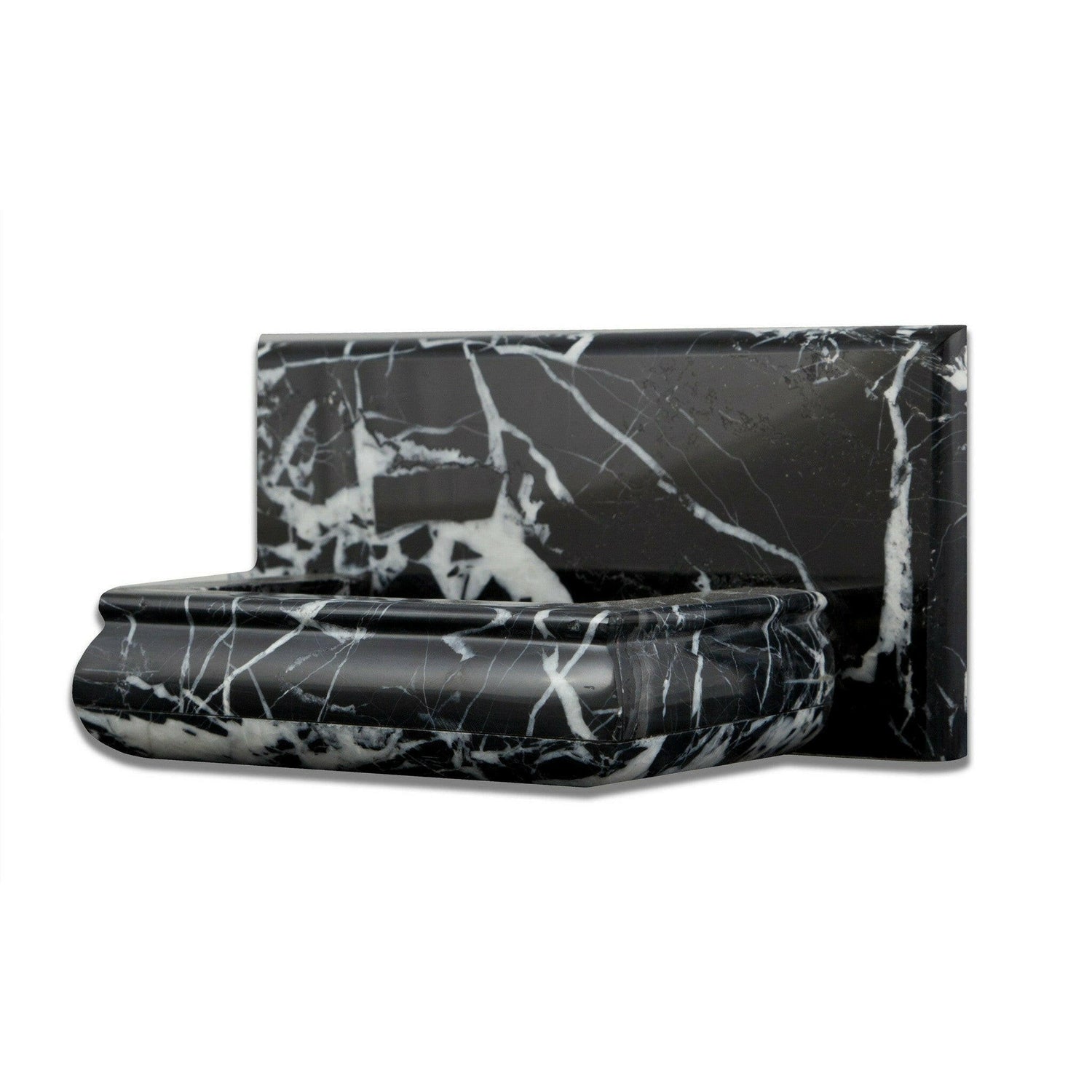 Black Marquina Marble Hand-Made Custom Soap Holder - Soap Dish - Honed Black Marquina Marble Hand-Made Custom Soap Holder - Soap Dish - Honed - American Tile Depot