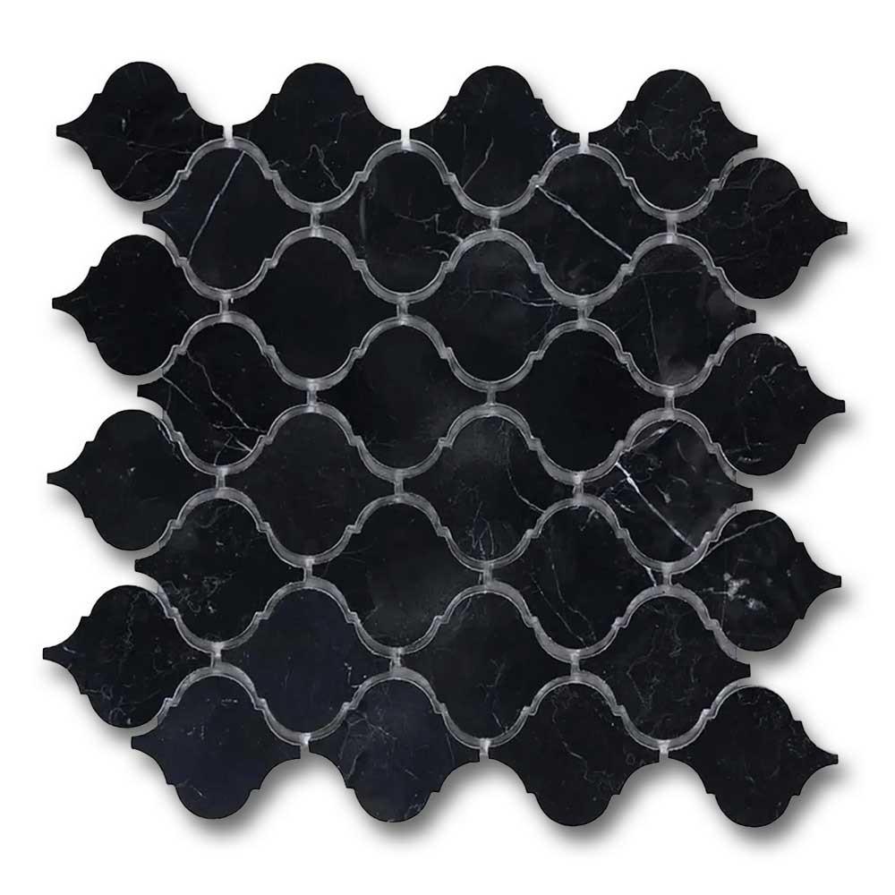 Black Marquina Marble Honed Lantern Mosaic Tile Black Marquina Marble Honed Lantern Mosaic Tile - American Tile Depot