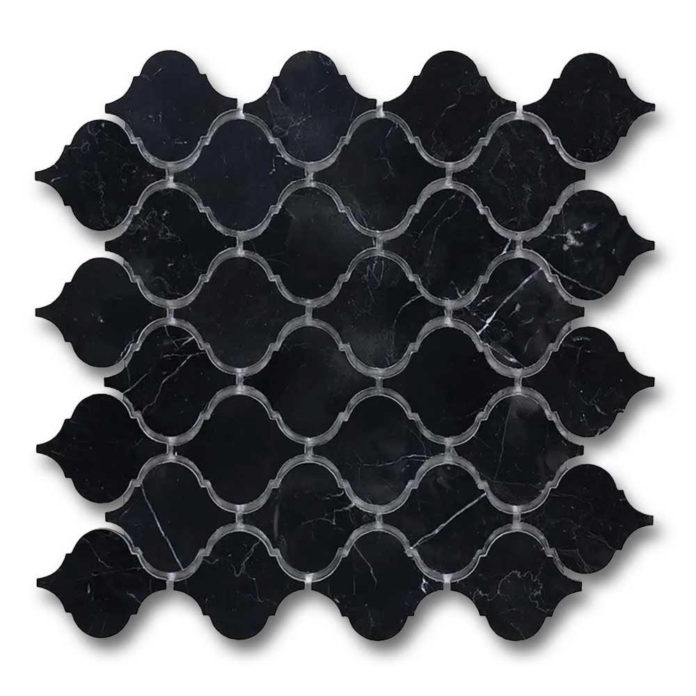 Black Marquina Marble Honed Lantern Mosaic Tile Black Marquina Marble Honed Lantern Mosaic Tile - American Tile Depot