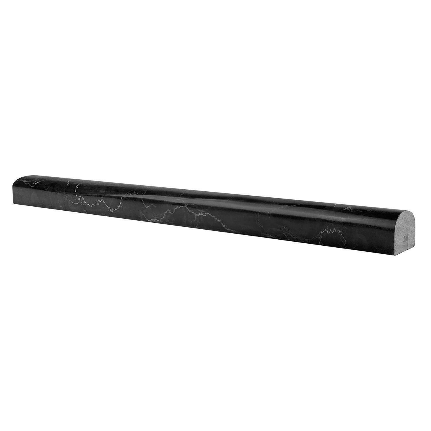 Black Marquina Marble Polished 3/4x12 Bullnose Liner Black Marquina Marble Polished 3/4x12 Bullnose Liner - American Tile Depot