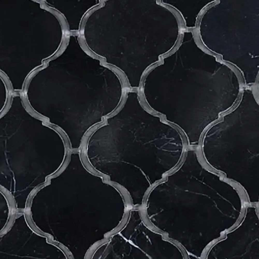 Black Marquina Marble Polished Lantern Mosaic Tile Black Marquina Marble Polished Lantern Mosaic Tile - American Tile Depot