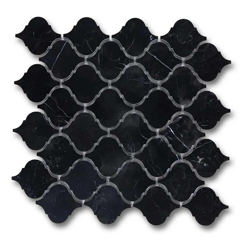 Black Marquina Marble Polished Lantern Mosaic Tile Black Marquina Marble Polished Lantern Mosaic Tile - American Tile Depot