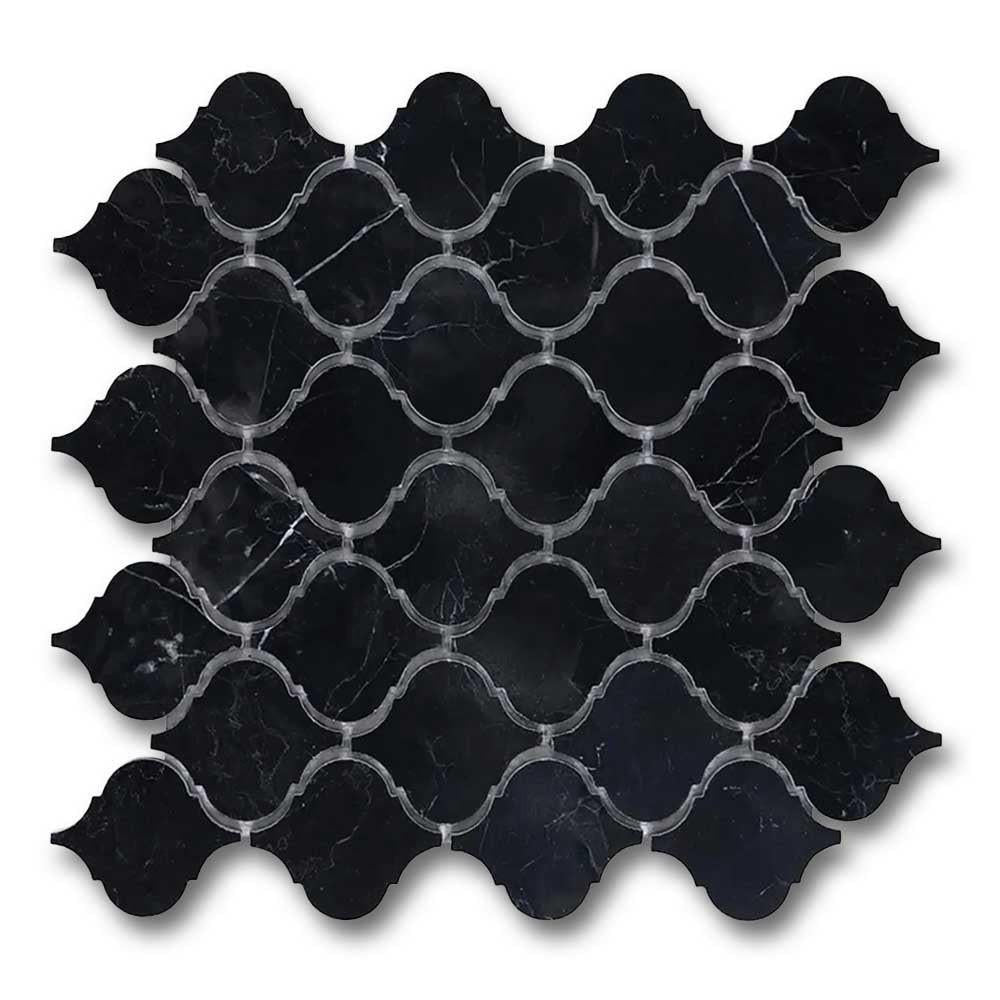 Black Marquina Marble Polished Lantern Mosaic Tile Black Marquina Marble Polished Lantern Mosaic Tile - American Tile Depot