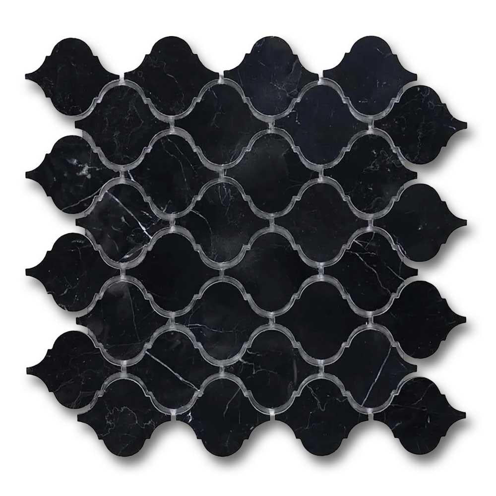 Black Marquina Marble Polished Lantern Mosaic Tile Black Marquina Marble Polished Lantern Mosaic Tile - American Tile Depot