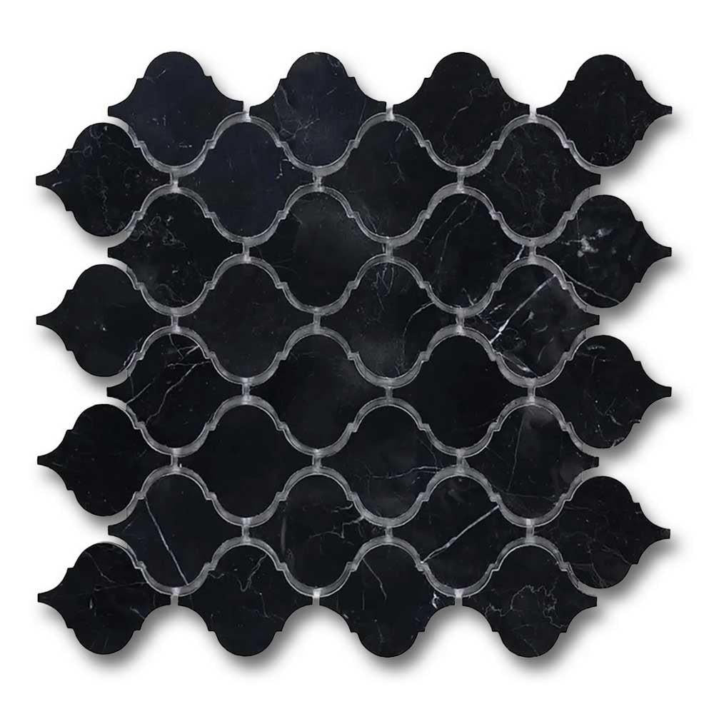 Black Marquina Marble Polished Lantern Mosaic Tile Black Marquina Marble Polished Lantern Mosaic Tile - American Tile Depot