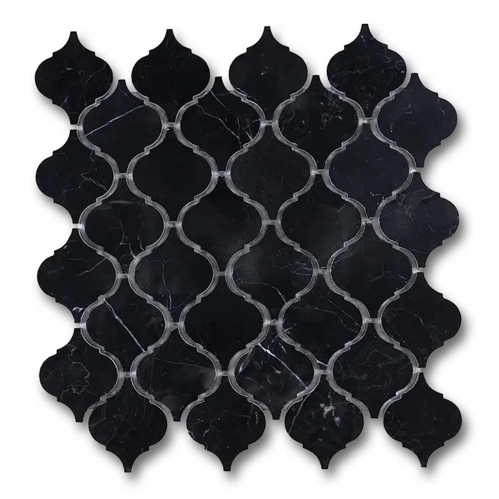 Black Marquina Marble Polished Lantern Mosaic Tile Black Marquina Marble Polished Lantern Mosaic Tile - American Tile Depot