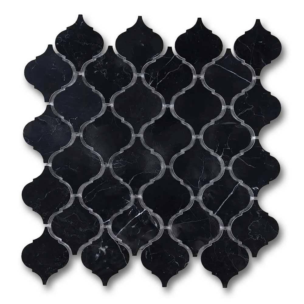 Black Marquina Marble Polished Lantern Mosaic Tile Black Marquina Marble Polished Lantern Mosaic Tile - American Tile Depot