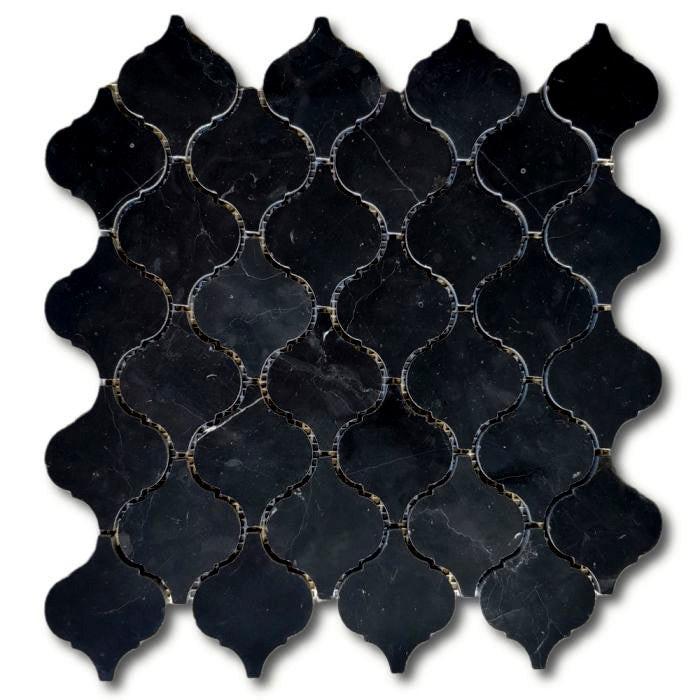 Black Marquina Marble Polished Lantern Mosaic Tile Black Marquina Marble Polished Lantern Mosaic Tile - American Tile Depot