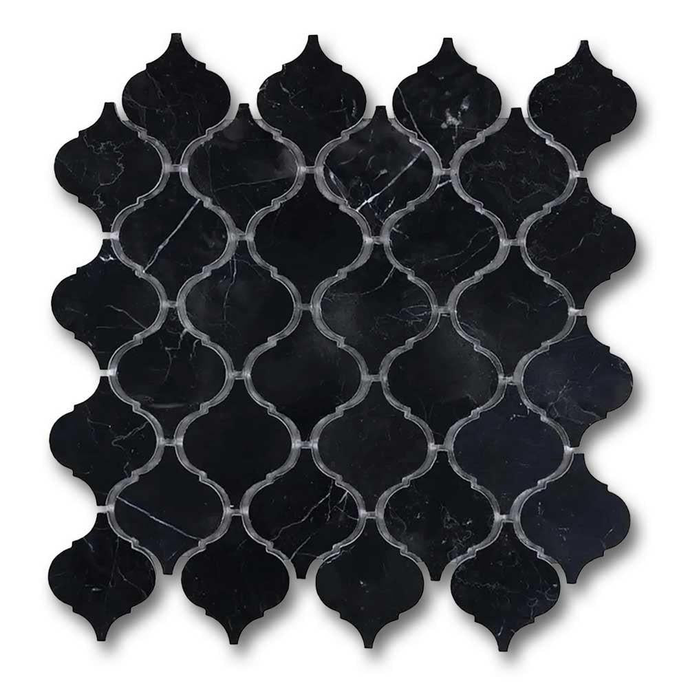 Black Marquina Marble Polished Lantern Mosaic Tile Black Marquina Marble Polished Lantern Mosaic Tile - American Tile Depot