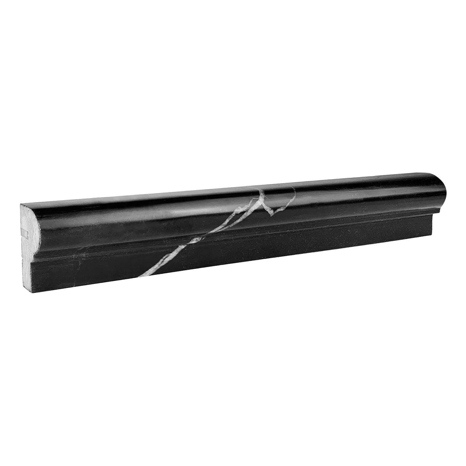 Black Marquina Marble Polished OG-1 Chair Rail Molding Trim Black Marquina Marble Polished OG-1 Chair Rail Molding Trim - American Tile Depot