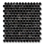 Black Marquina Marble Polished Penny Round Mosaic Tile Black Marquina Marble Polished Penny Round Mosaic Tile - American Tile Depot