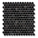 Black Marquina Marble Polished Penny Round Mosaic Tile Black Marquina Marble Polished Penny Round Mosaic Tile - American Tile Depot